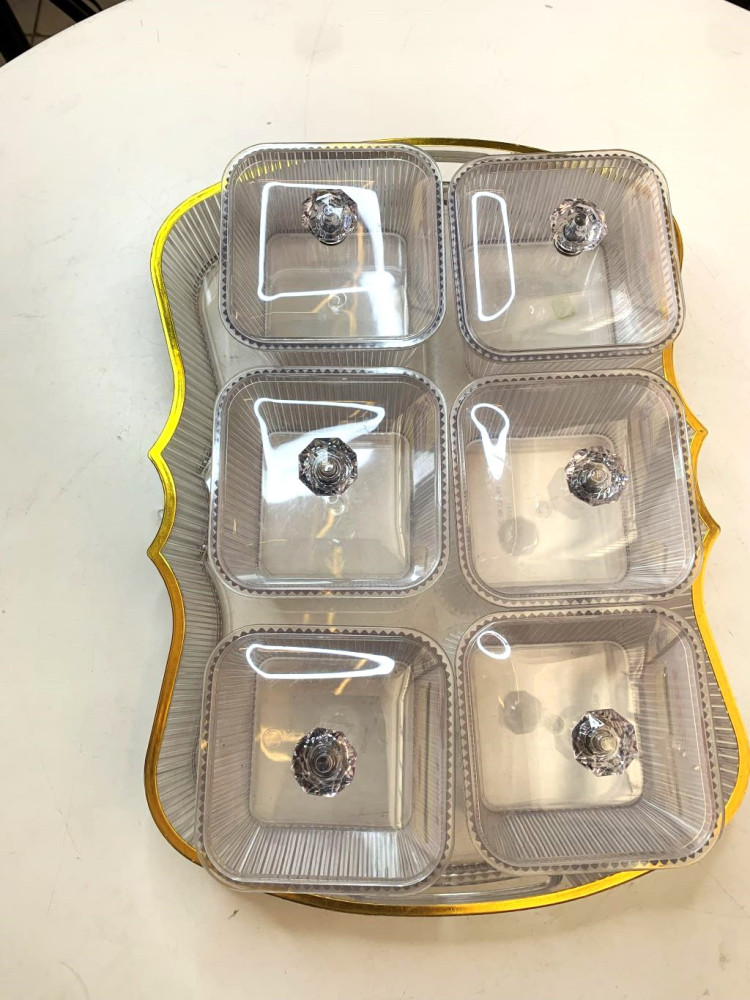 ACRYLIC 6 COMPARTMENT SERVING TRAY