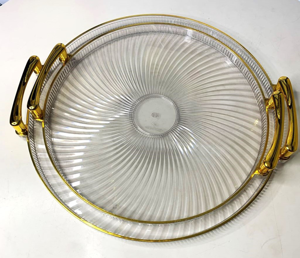 ROUND HANDLED RUBBER SERVING TRAY