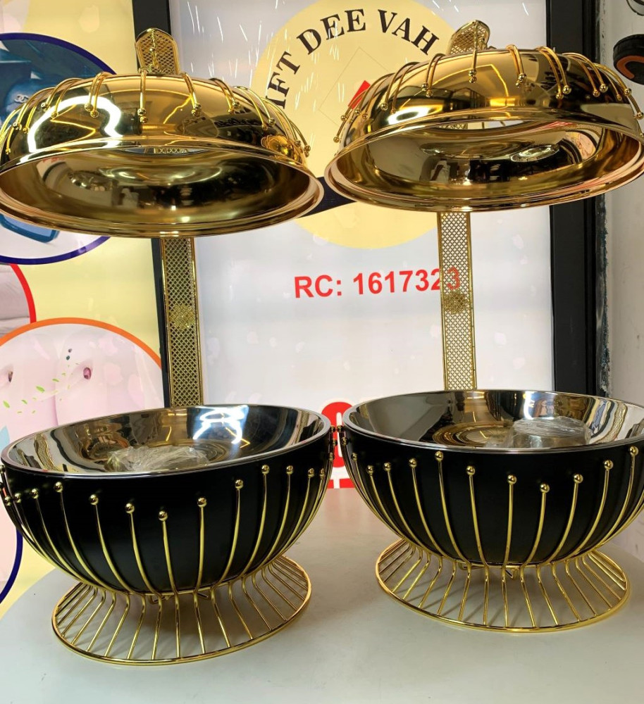 set of 2 black bowl stainless steel chafing dish