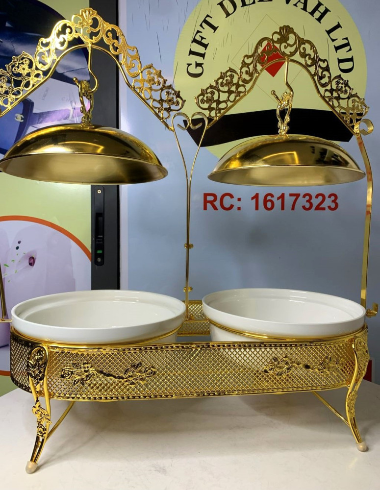 set of 2 chafing dish porcelain cover and pot