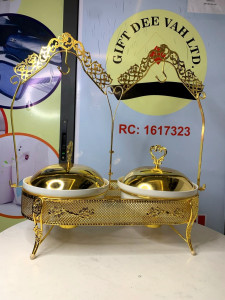 set of 2 chafing dish porcelain cover and pot