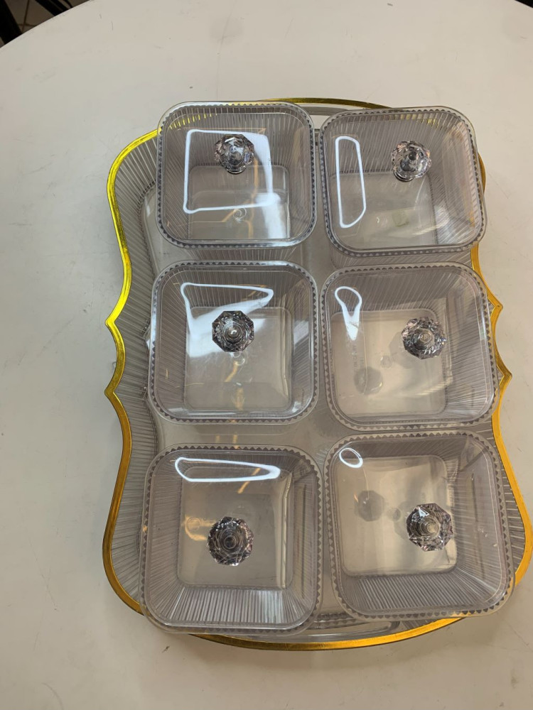 ACRYLIC 6 COMPARTMENT SERVING TRAY